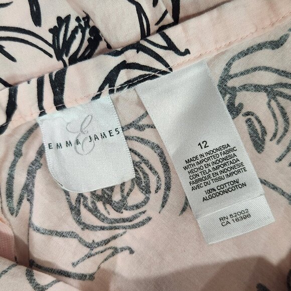 Emma James 12 Petite Skirt Pale Pink Black White Floral A-Line   Lot B - Picture 2 of 4